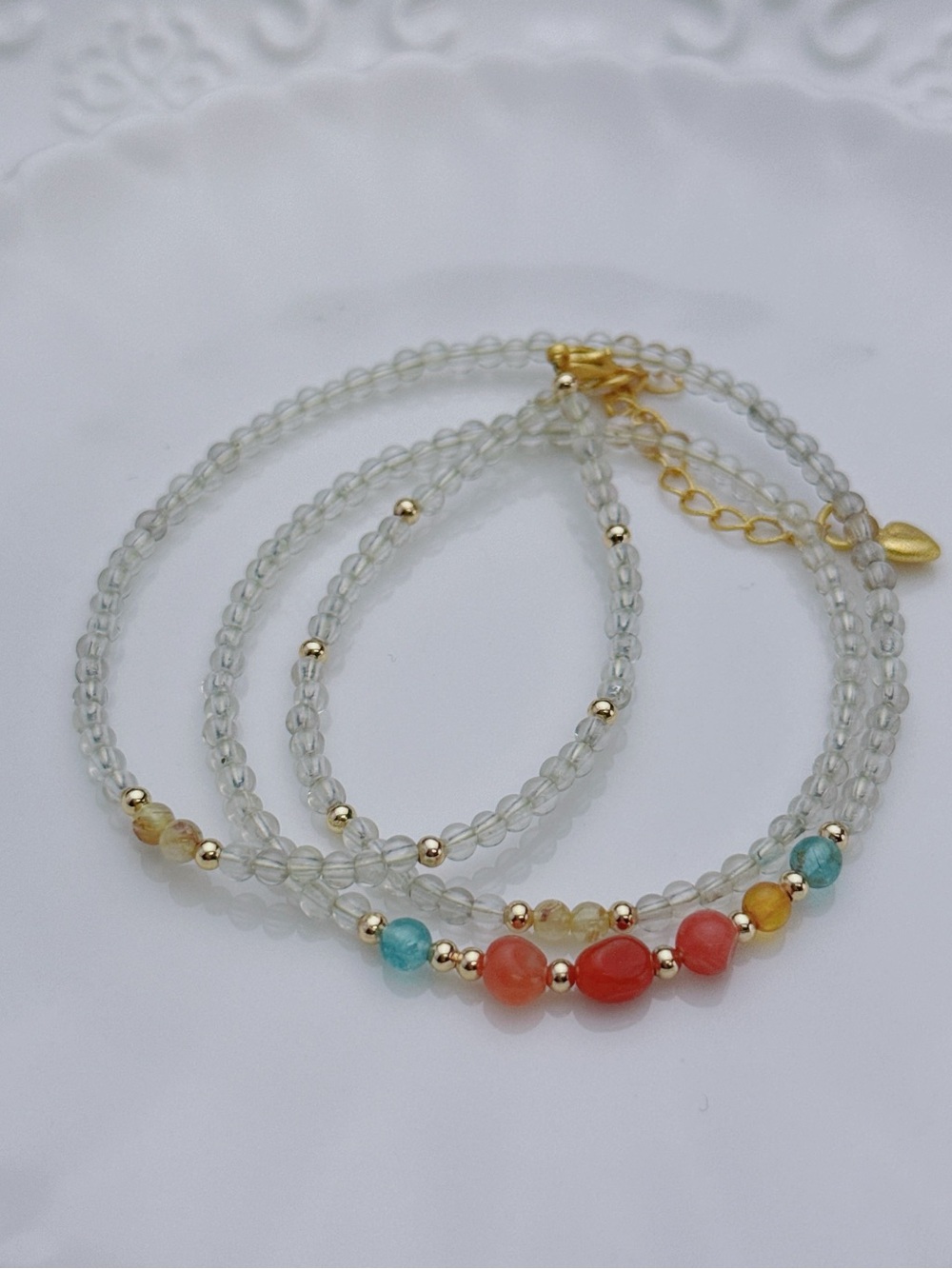 GB98 Handmade Citrine Multi Gemstone Tripe Layer Bracelet Necklace 2in1 20+2” - Picture 4 of 6
